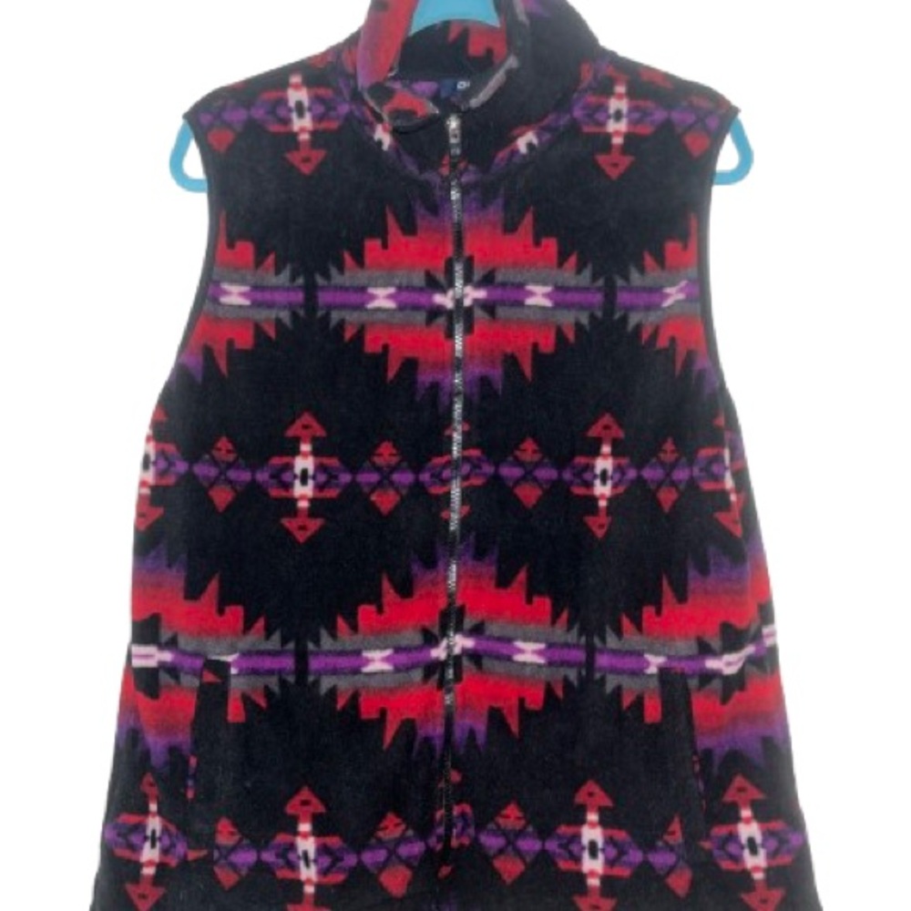 Vibrant Geometric Vest with Zipper